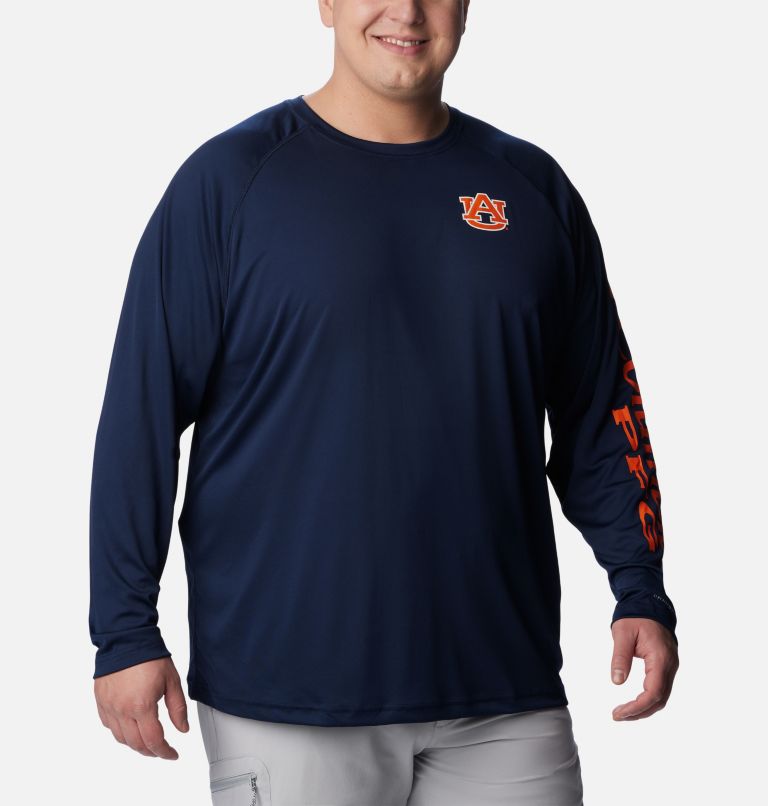 Men's Collegiate PFG Terminal Tackle Long Sleeve Shirt - Big - Auburn, Color: AUB - Collegiate Navy, Spark Orange, image 1