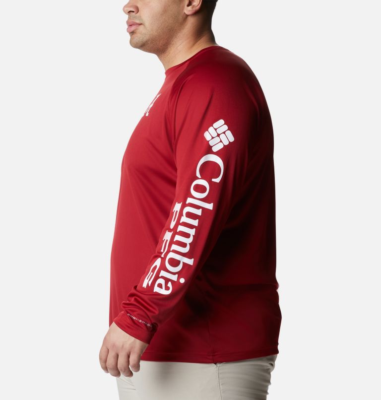 Men's Collegiate PFG Terminal Tackle Long Sleeve Shirt - Big - Alabama, Color: ALA - Red Velvet, White