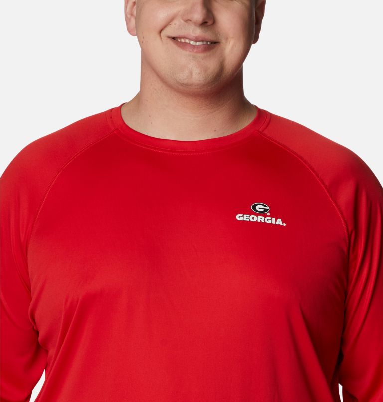 Thumbnail: Men's Collegiate PFG Terminal Tackle Long Sleeve Shirt - Big - Georgia, Color: UGA - Bright Red, White, image 4