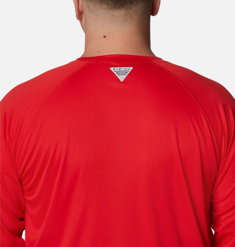 Thumbnail: Men's Collegiate PFG Terminal Tackle Long Sleeve Shirt - Big - Georgia, Color: UGA - Bright Red, White, image 5