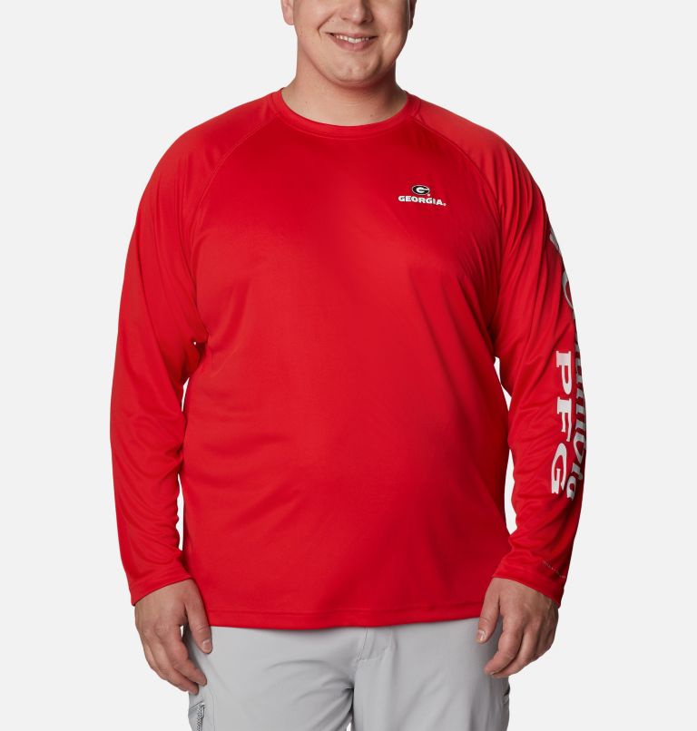 Men's Collegiate PFG Terminal Tackle Long Sleeve Shirt - Big - Georgia, Color: UGA - Bright Red, White, image 1