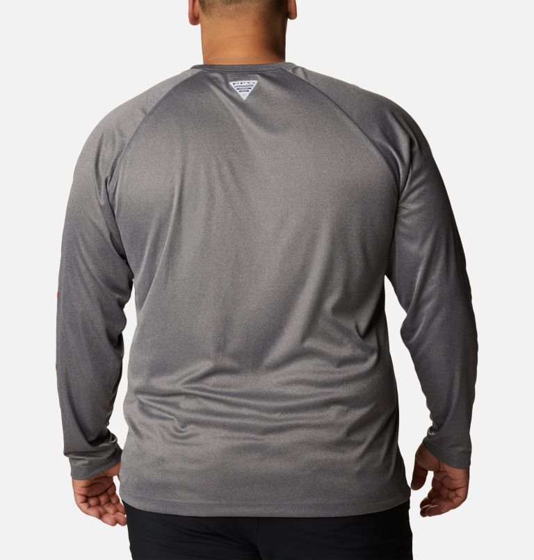 Thumbnail: Men's Collegiate PFG Terminal Tackle Long Sleeve Shirt - Big - Georgia, Color: UGA - Charcoal Heather, image 2