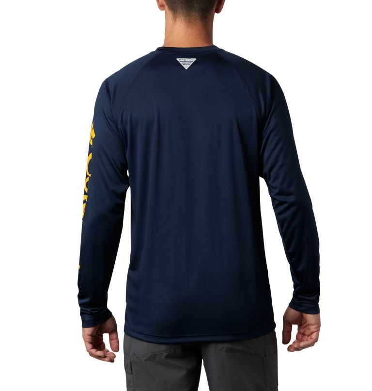 Men's Columbia Navy West Virginia Mountaineers Big & Tall Terminal Tackle Long Sleeve Omni-Shade T-Shirt