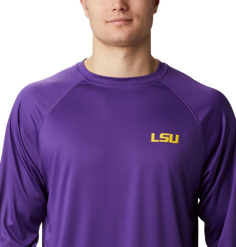 Men's Collegiate PFG Terminal Tackle Long Sleeve Shirt - Tall - LSU, Color: LSU - Vivid Purple, Collegiate Yellow, image 4