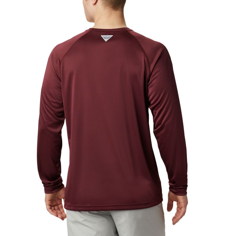 Men's Collegiate PFG Terminal Tackle Long Sleeve Shirt - Tall - Texas A&M, Color: TAM - Deep Maroon, White