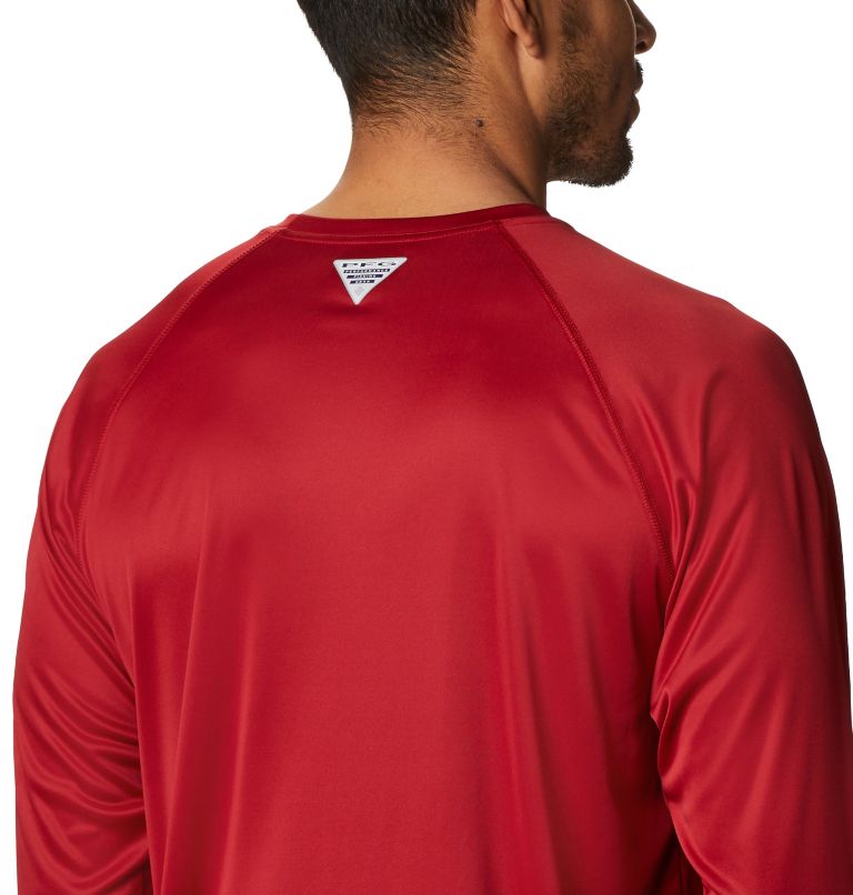Thumbnail: Men's Collegiate PFG Terminal Tackle Long Sleeve Shirt - Tall - Alabama, Color: ALA - Red Velvet, White, image 5