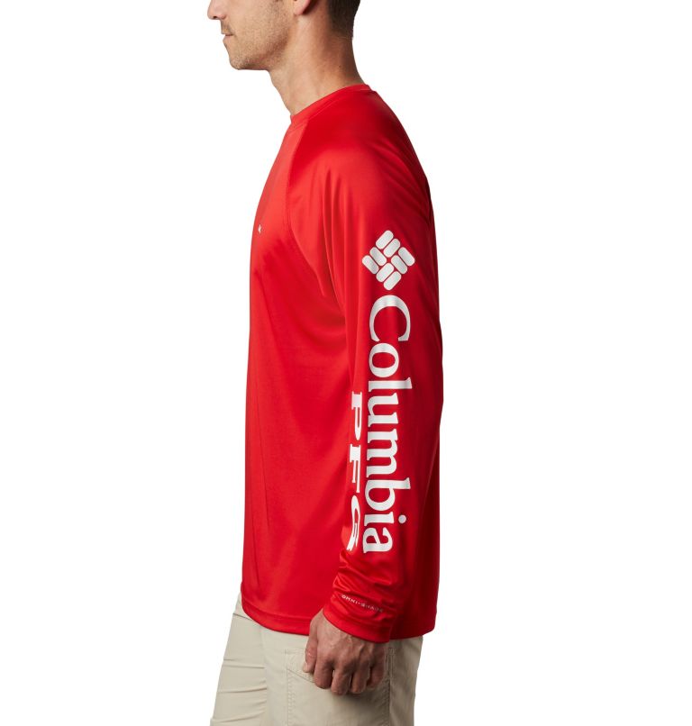 Thumbnail: Men's Collegiate PFG Terminal Tackle Long Sleeve Shirt - Tall - Georgia, Color: UGA - Bright Red, White, image 3