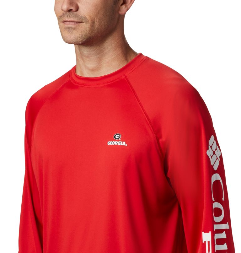 Men's Collegiate PFG Terminal Tackle Long Sleeve Shirt - Tall - Georgia, Color: UGA - Bright Red, White, image 4