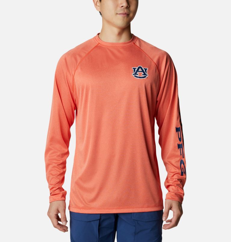 Thumbnail: Men's Collegiate PFG Terminal Tackle Long Sleeve Shirt - Tall - Auburn, Color: AUB - Spark Orange Heather, image 1