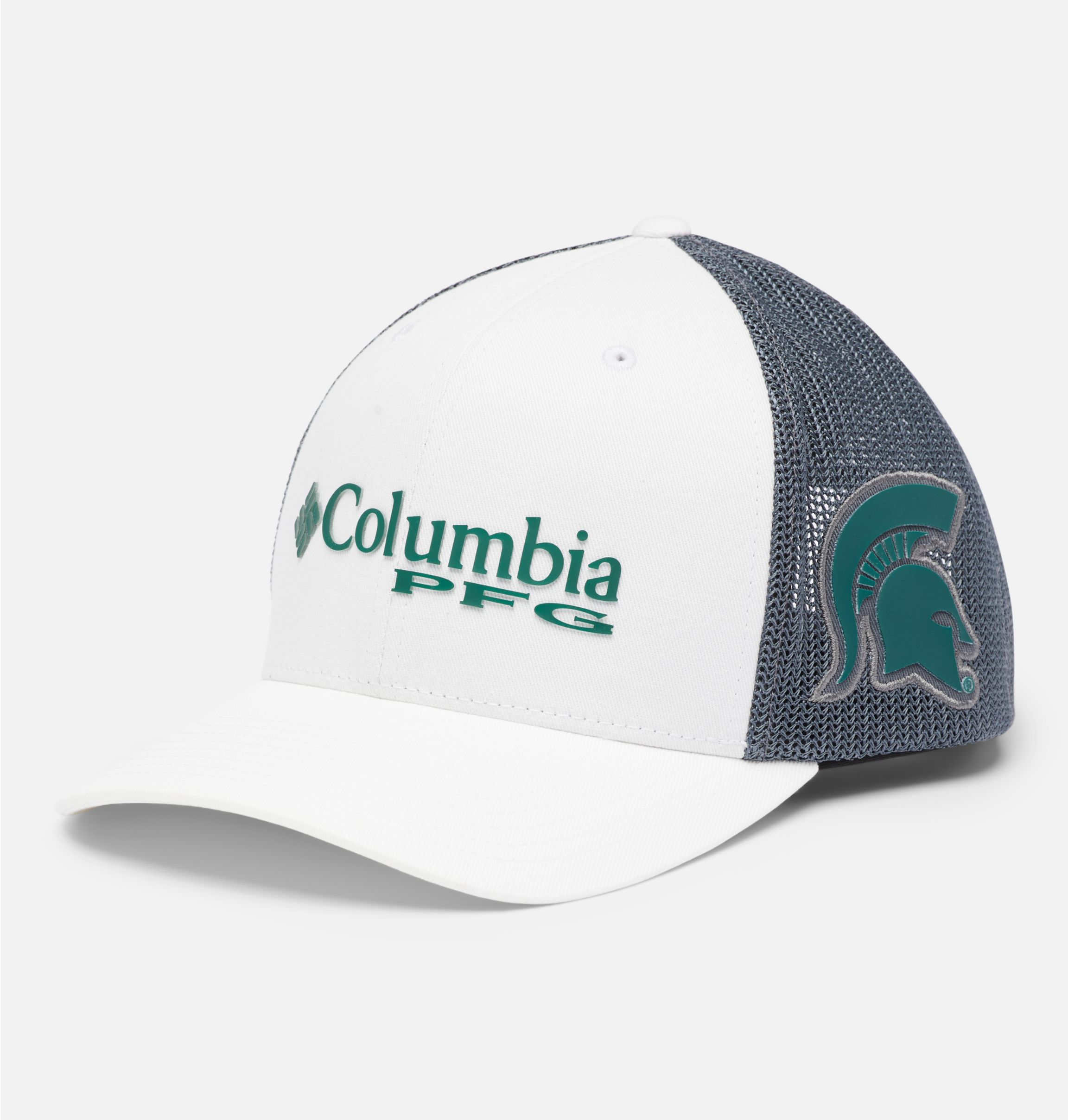 Columbia Performance Fishing Gear Snapback Trucker Hat High Crown Green  White