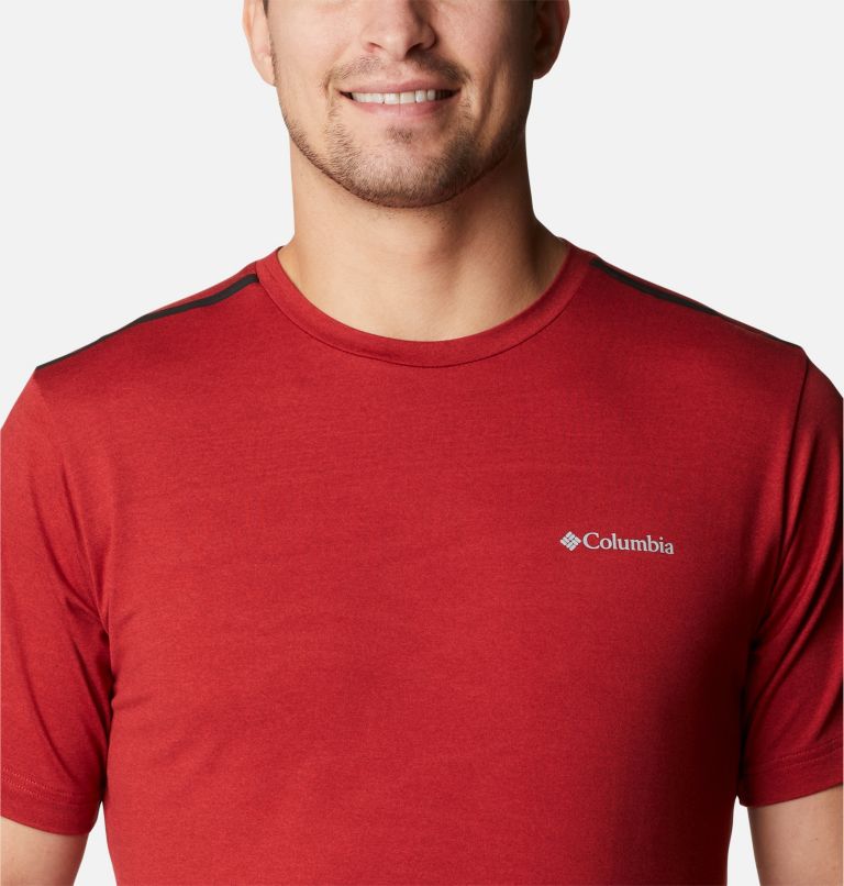 Thumbnail: T-shirt à col rond Tech Trail pour homme, Color: Mountain Red Heather, image 4