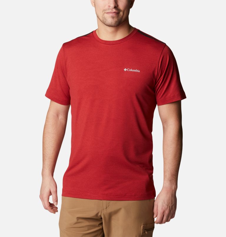 Men's Tech Trail Crew Neck Shirt, Color: Mountain Red Heather