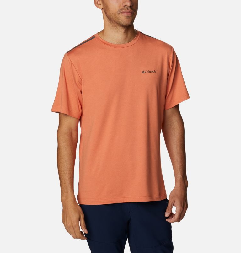 Men's Tech Trail Crew Neck Shirt, Color: Desert Orange Heather, image 5