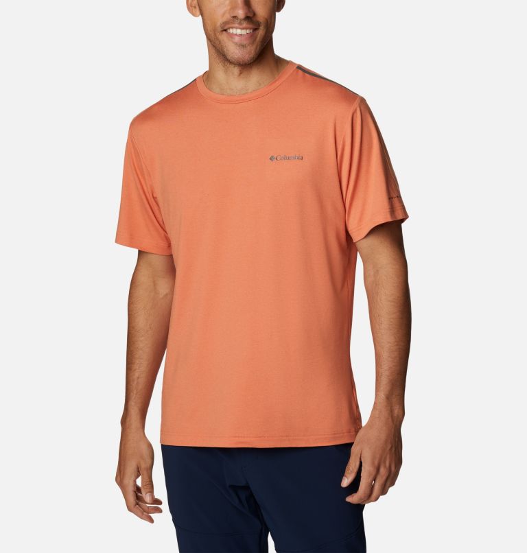 Men's Tech Trail Crew Neck Shirt, Color: Desert Orange Heather, image 1