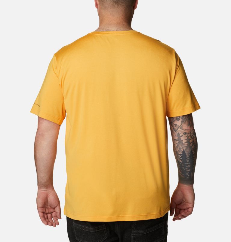 Thumbnail: Men's Tech Trail Crew Neck Shirt - Big, Color: Mango Heather, image 2