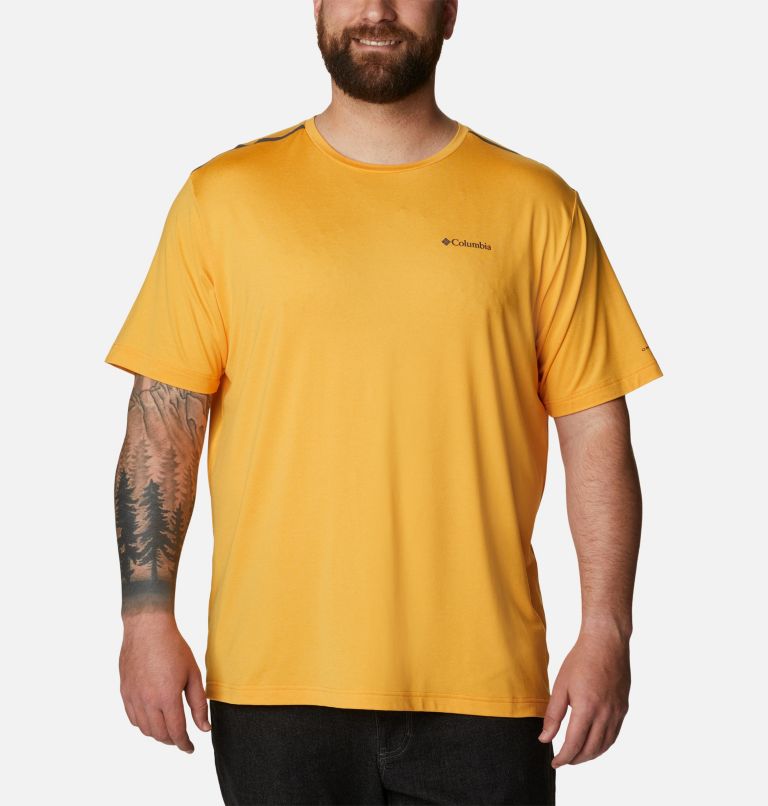 Thumbnail: Men's Tech Trail Crew Neck Shirt - Big, Color: Mango Heather, image 1