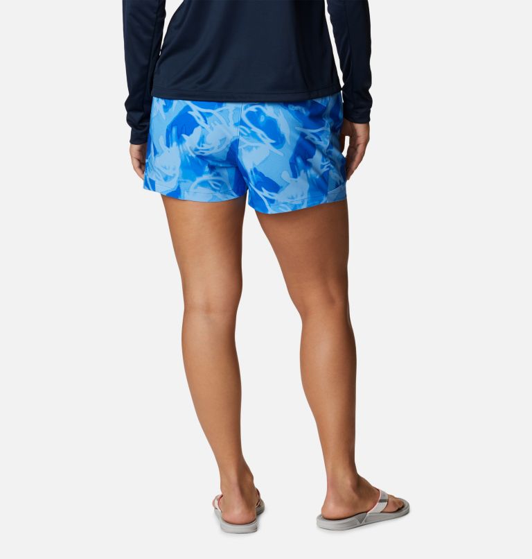 Thumbnail: Women's PFG Tidal II Shorts, Color: Blue Macaw, Auroras Print, image 2