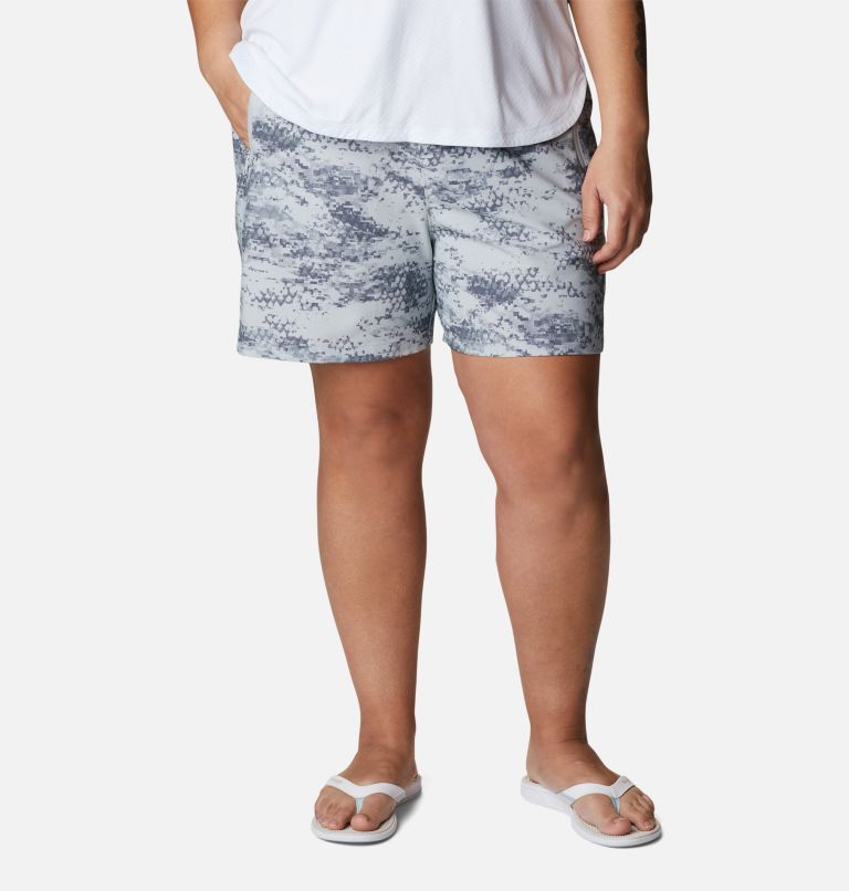 Women's PFG Tidal II Shorts - Plus Size, Color: Cool Grey PFG Camo Print, image 1
