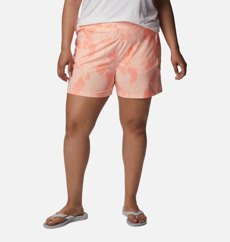 Women's PFG Tidal II Shorts - Plus Size, Color: Tiki Pink, Auroras Print, image 1