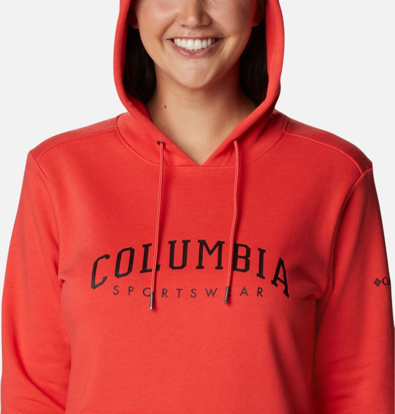 Columbia Logo Hoodie | 676 | S, Color: Red Hibiscus, image 4
