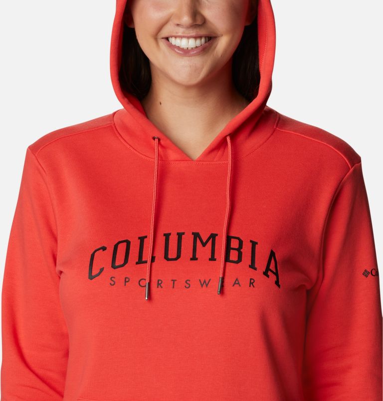 Women's Columbia Logo Hoodie, Color: Red Hibiscus, image 4