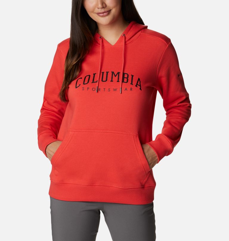 Women's Columbia Logo Hoodie, Color: Red Hibiscus