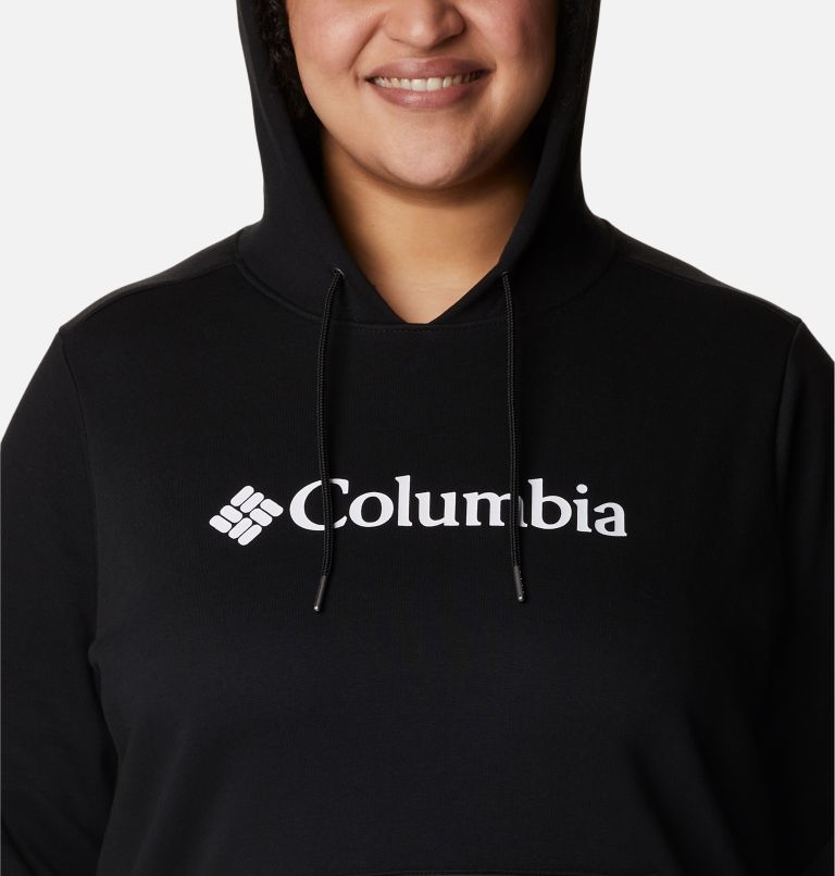 Thumbnail: Women's Columbia Logo Hoodie - Plus Size, Color: Black, image 4