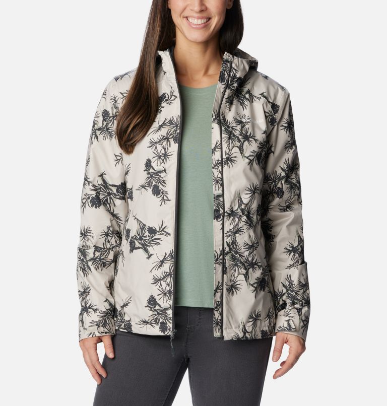 Women's Inner Limits II Rain Jacket, Color: Dark Stone Pinecones Print, image 7
