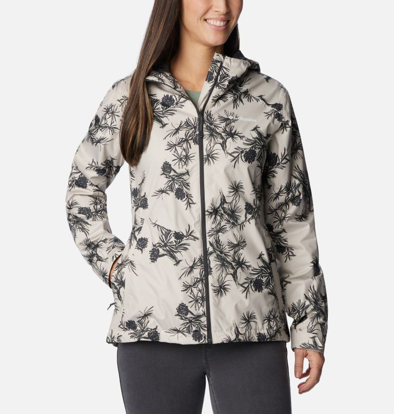 Women's Inner Limits II Rain Jacket, Color: Dark Stone Pinecones Print, image 1