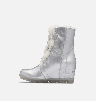 silver wedge boots