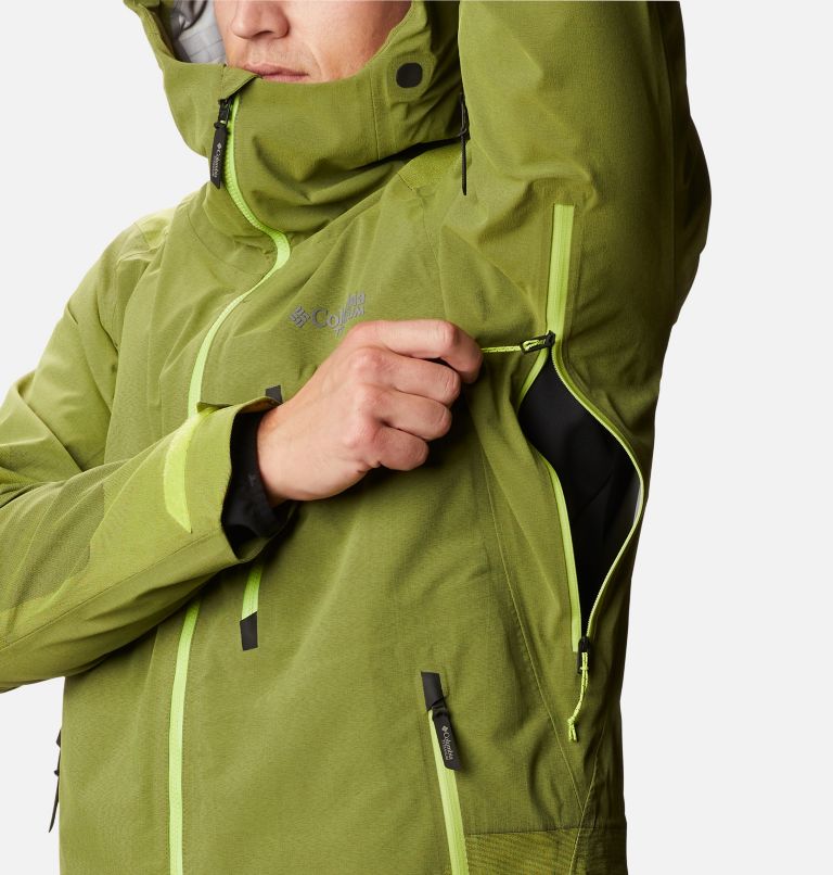 Men's Powder Chute Ski Shell Jacket, Color: Bright Chartreuse, image 6