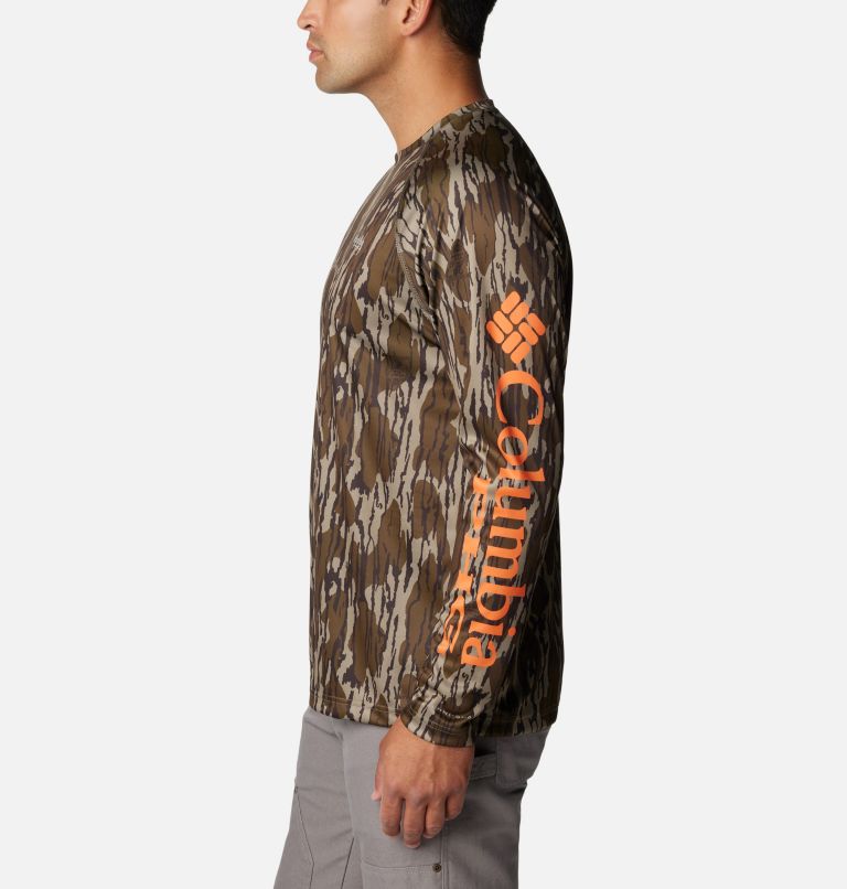 Men's PHG Super Terminal Shot Long Sleeve Shirt, Color: Mossy Oak Bottomland, Blaze Logo, image 3