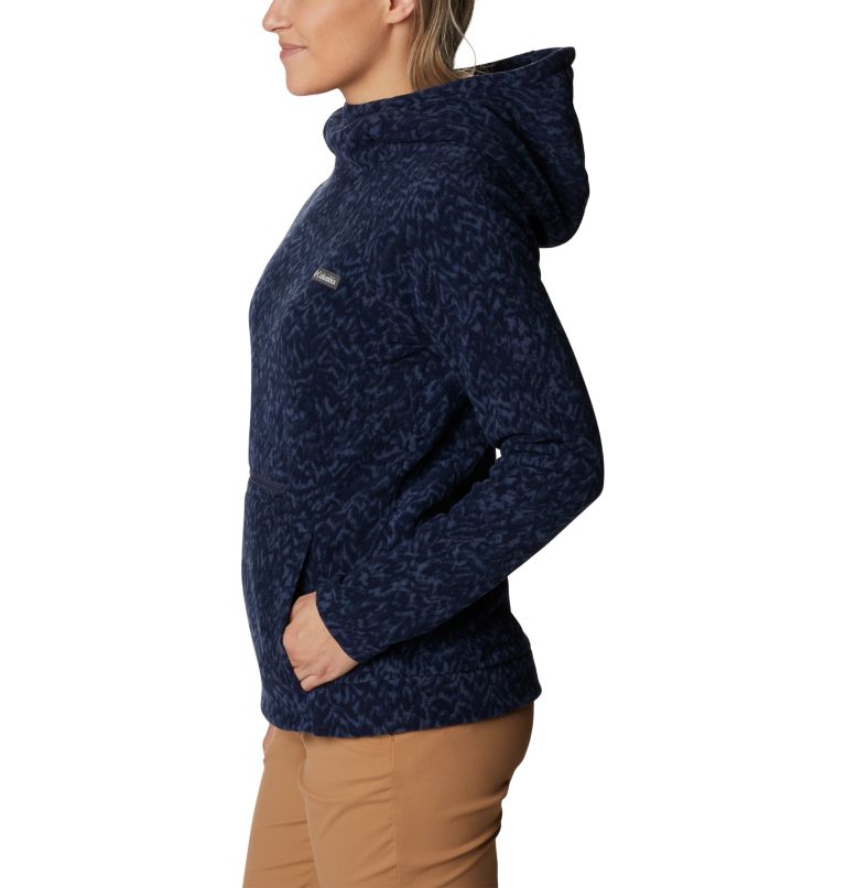 Women's Ali Peak Hooded Fleece, Color: Nocturnal Terrain Print, image 3