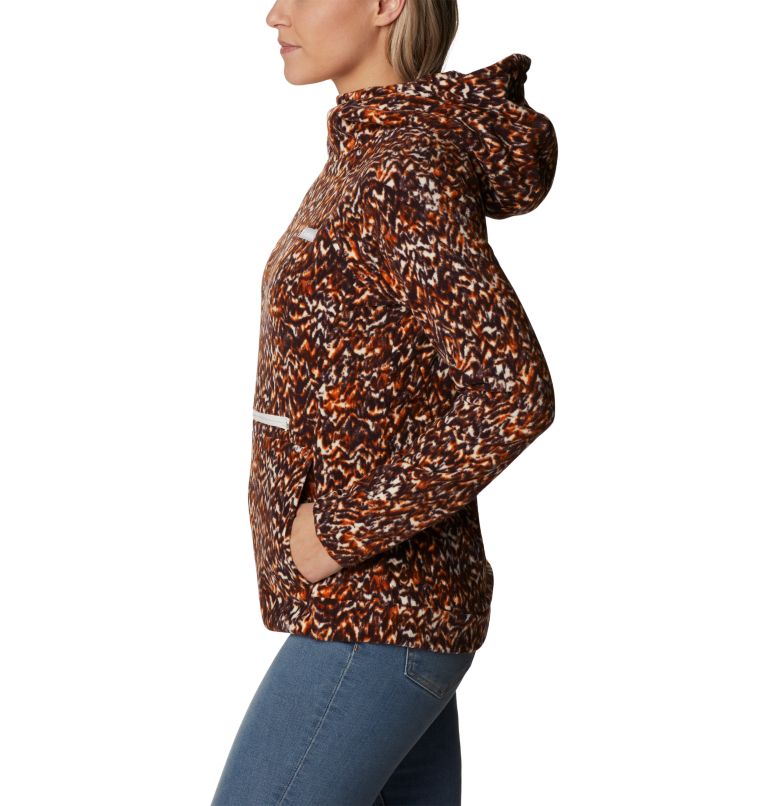 Women's Ali Peak Hooded Fleece, Color: Warm Copper Terrain Print, image 3