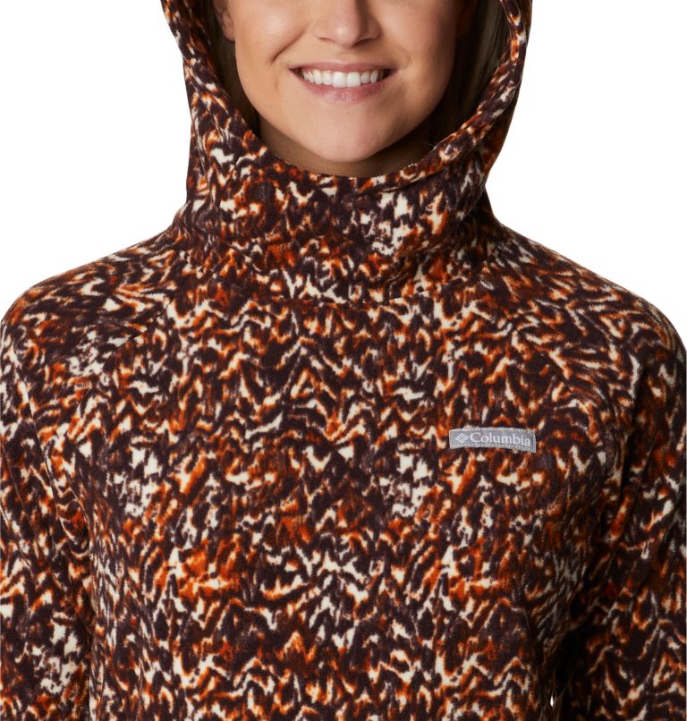 Women's Ali Peak Hooded Fleece, Color: Warm Copper Terrain Print, image 4