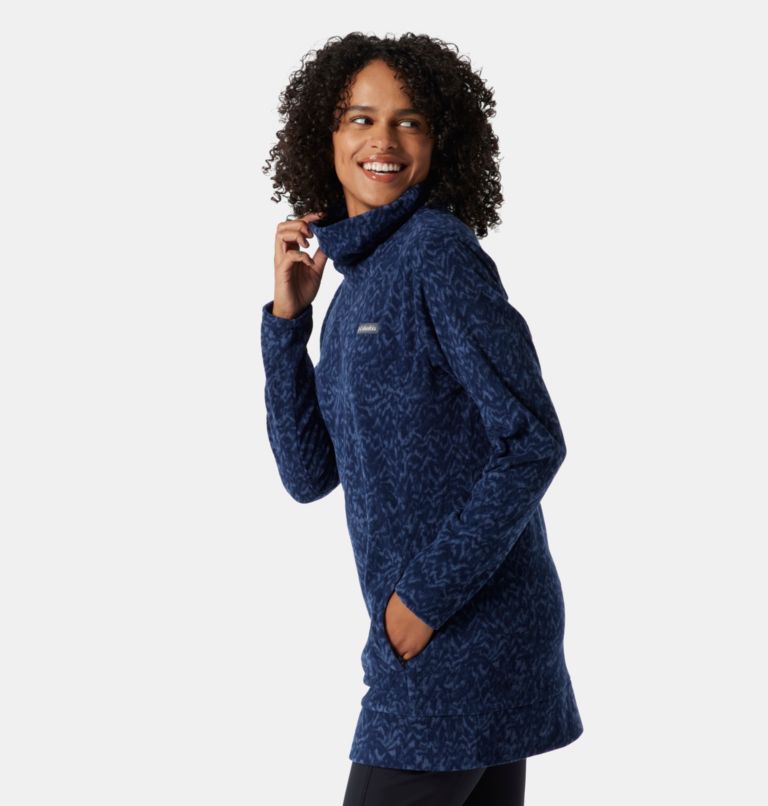 Women's Ali Peak Fleece Tunic, Color: Nocturnal Terrain Print, image 3