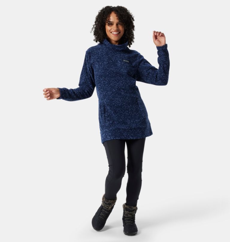 Women's Ali Peak Fleece Tunic, Color: Nocturnal Terrain Print, image 6