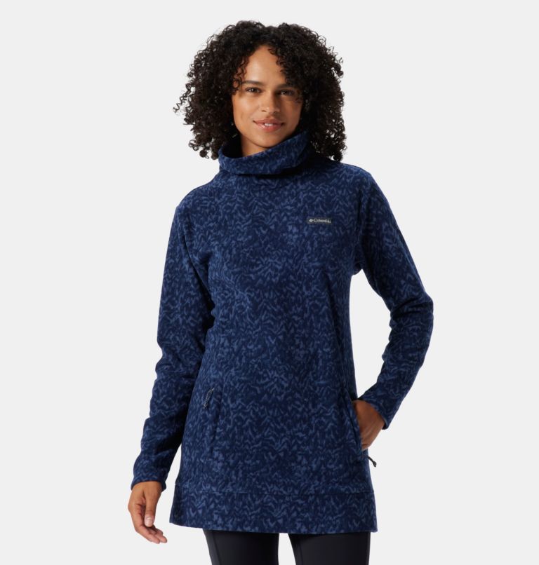 Women's Ali Peak Fleece Tunic, Color: Nocturnal Terrain Print, image 1