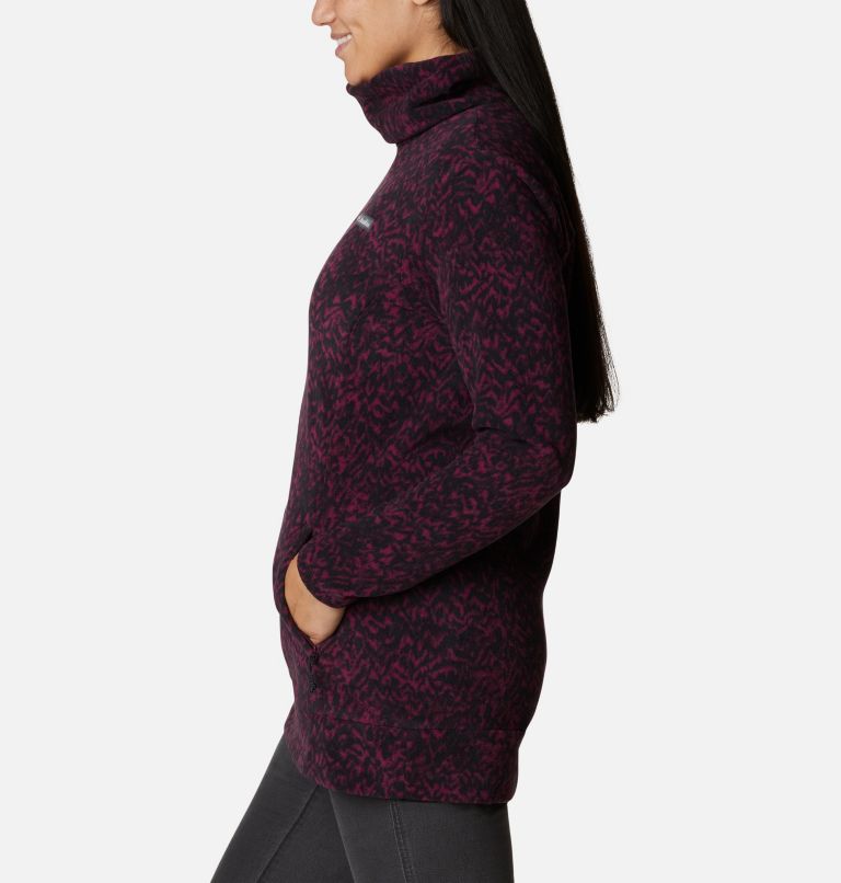 Women's Ali Peak Fleece Tunic, Color: Marionberry Terrain Print, image 3