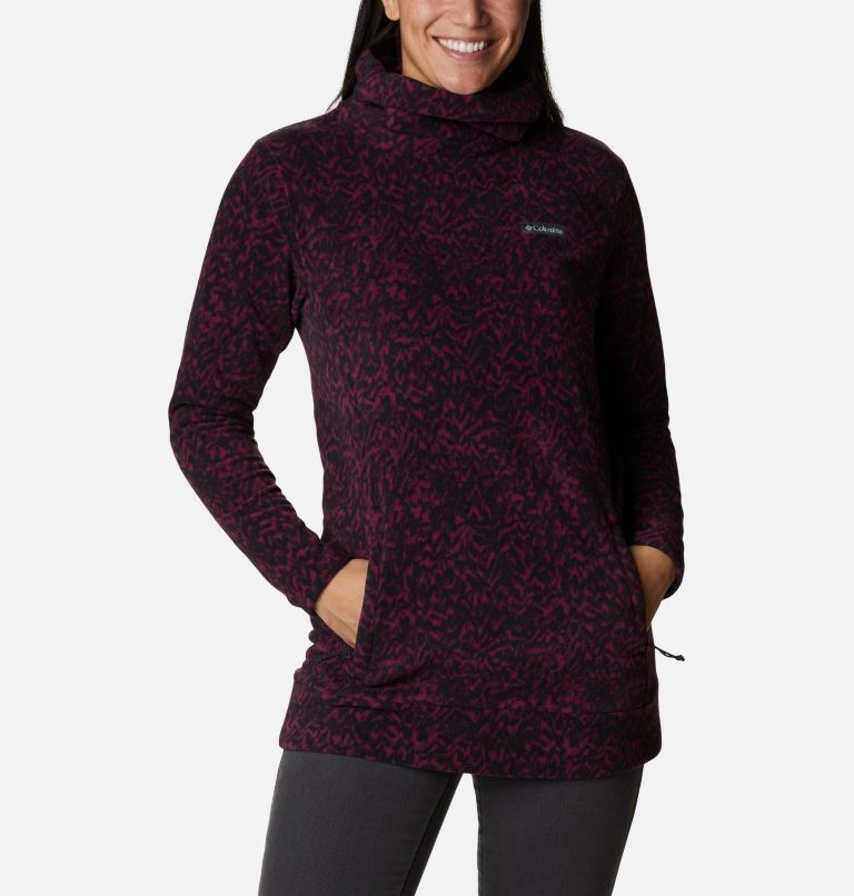 Ali Peak Fleece Tunic | 616 | S, Color: Marionberry Terrain Print, image 1