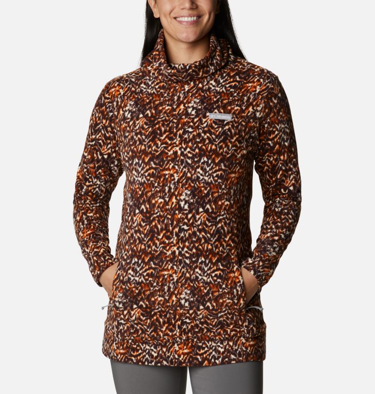 Thumbnail: Women's Ali Peak Fleece Tunic, Color: Warm Copper Terrain Print, image 5