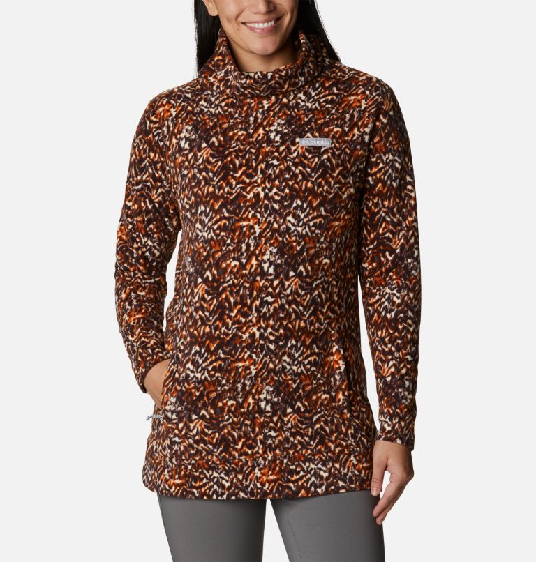 Thumbnail: Women's Ali Peak Fleece Tunic, Color: Warm Copper Terrain Print, image 1