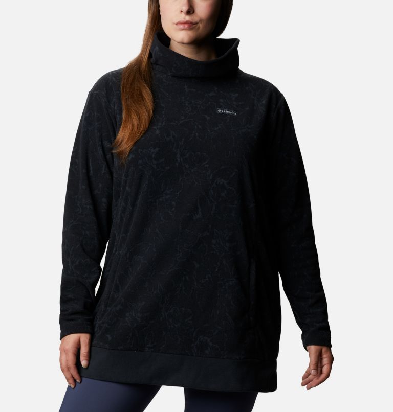 Women's Ali Peak Fleece Tunic - Plus Size, Color: Black, Brush Floral Print, image 1
