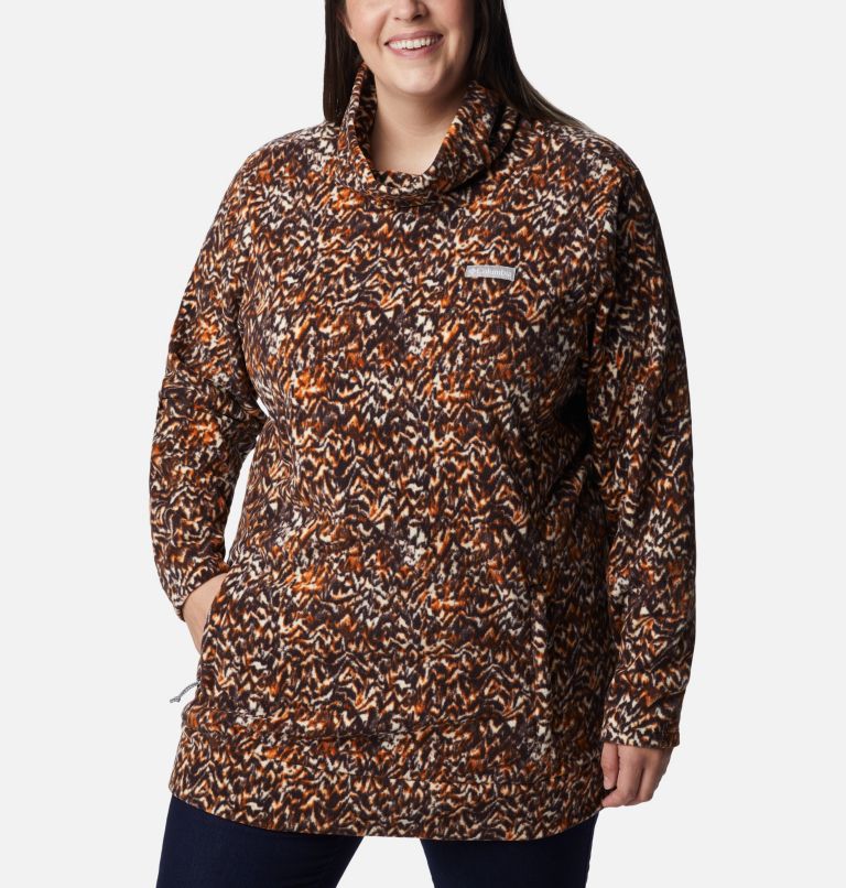 Women's Ali Peak Fleece Tunic - Plus Size, Color: Warm Copper Terrain Print, image 5