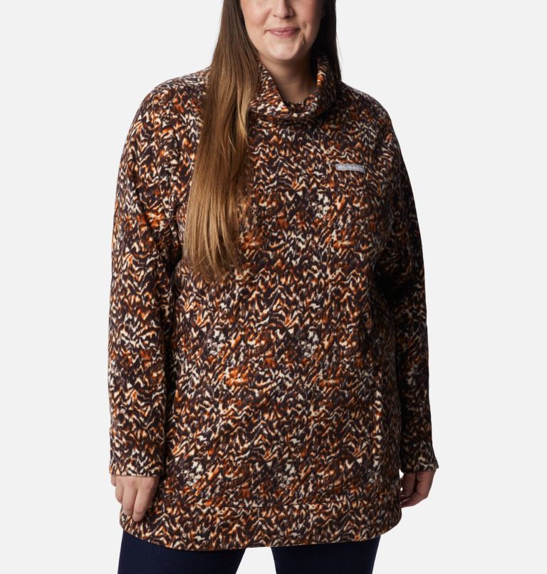 Tunique en laine polaire Ali Peak pour femme - Grandes tailles, Color: Warm Copper Terrain Print, image 1