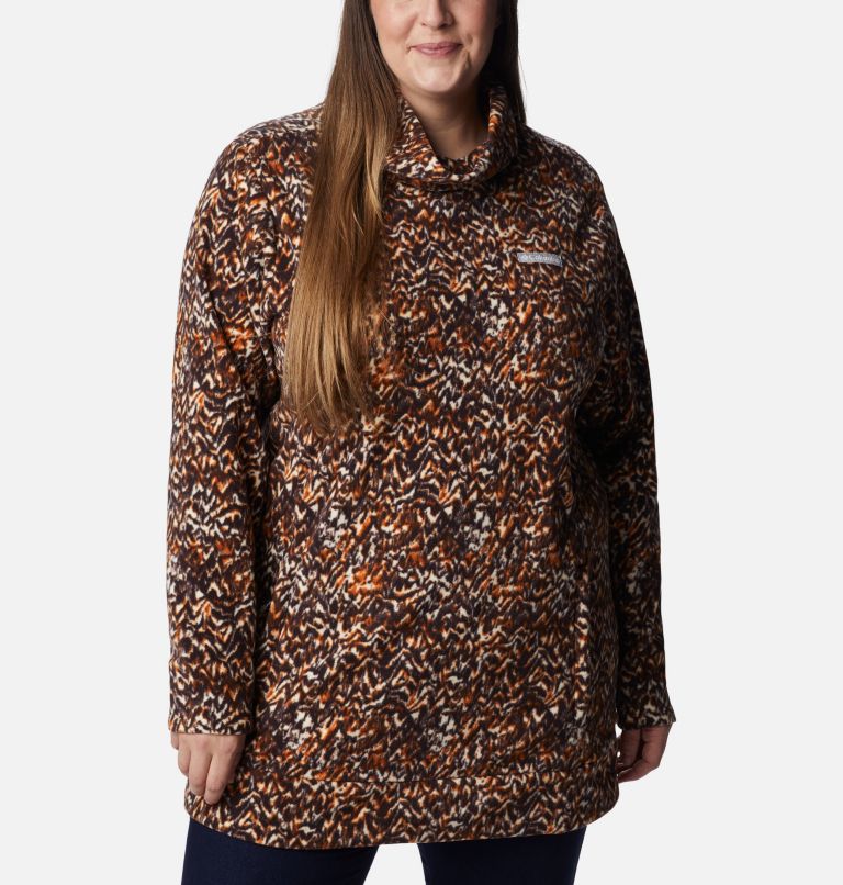 Women's Ali Peak Fleece Tunic - Plus Size, Color: Warm Copper Terrain Print, image 1