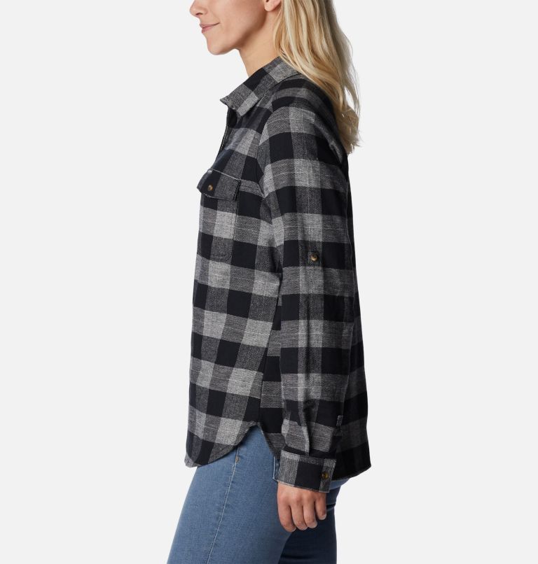 Women's Pine Street Stretch Flannel, Color: Black Twill, image 3