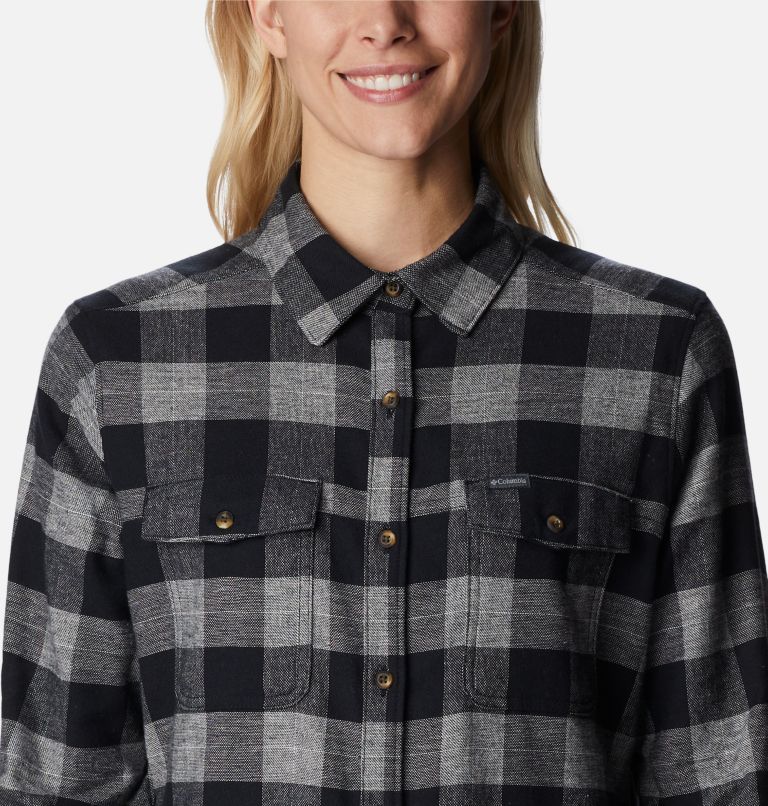 Women's Pine Street Stretch Flannel, Color: Black Twill, image 4