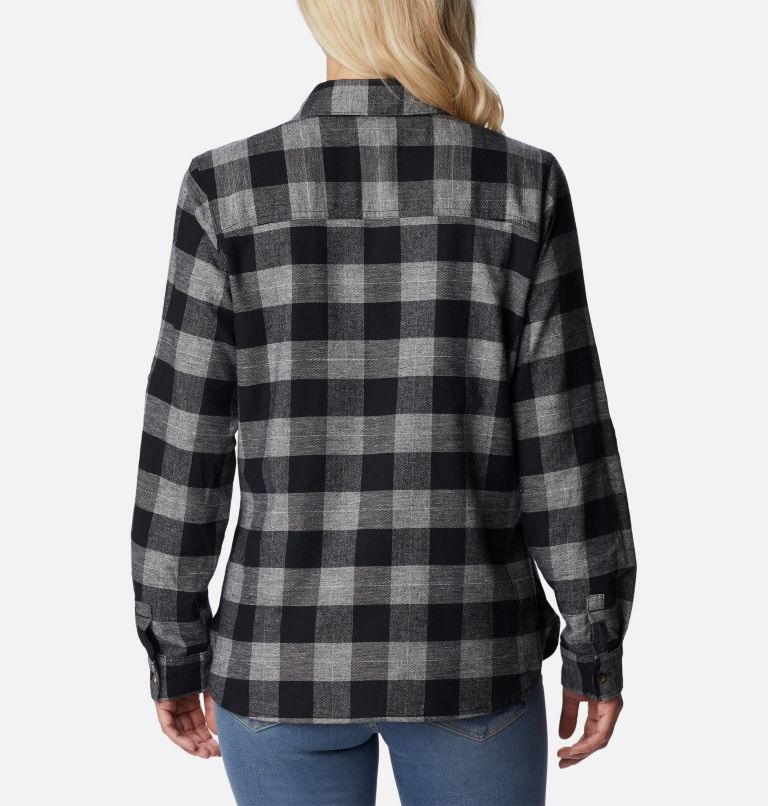 Women's Pine Street Stretch Flannel, Color: Black Twill, image 2