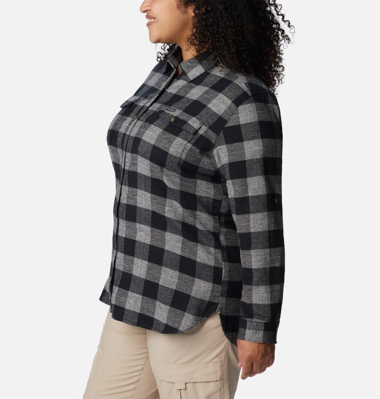 Women's Pine Street Stretch Flannel - Plus Size, Color: Black Twill, image 3